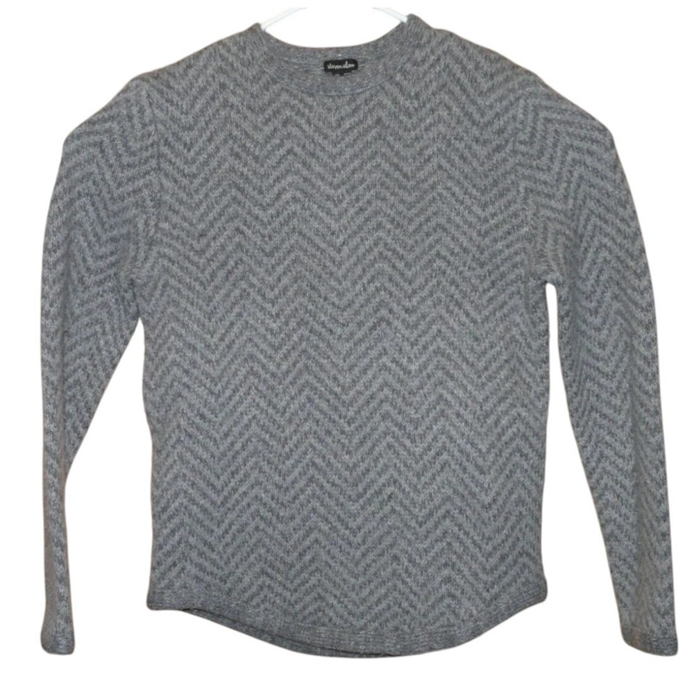 Steven Alan Superfine Wool Sweater Mens XS / Small Gray Chevron‎ Pullover